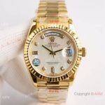 Swiss 2836 Rolex Day-Date 36 Yellow Gold Mother-of-pearl Replica Watch